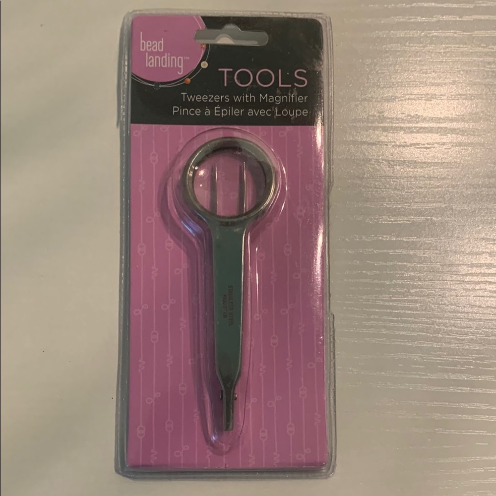 Bead Landing Tweezers with Magnifier